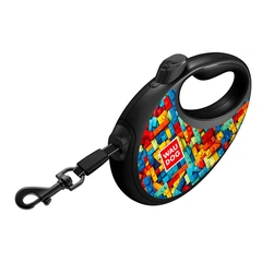 Повідок-рулетка для собак WAUDOG R-leash Блоки S, автоматична стрічка 3 м, до 12 кг, світловідбивна, контейнер для пакетів, металевий карабін 255-4056