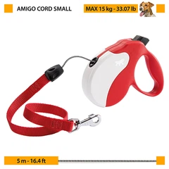 Повідець-рулетка для собак Ferplast Amigo Cord S 5 м до 15 кг Червоний зі шнуром (75710022)