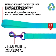 Повідець для собак WAUDOG Nylon Recycled 122 см 20 мм Блакитний градієнт