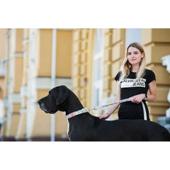 Повідець WAUDOG Design з малюнком "Пончики" (ширина 25 мм, довжина 122 см) білий