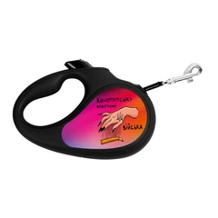 Повідець-рулетка для собак WAUDOG R-leash, малюнок "Конотопські магічні війська", L, до 50 кг, 5 м, світловідбиваюча стрічка чорний