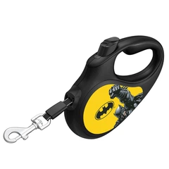 Повідець-рулетка для собак WAUDOG R-leash, малюнок "Бетмен Жовтий", L, до 50 кг, 5 м, світловідбиваюча стрічка чорний