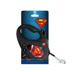 Повідець-рулетка для собак WAUDOG R-leash, малюнок "Супермен Лого", M, до 25 кг, 5 м, світловідбиваюча стрічка чорний
