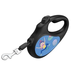 Повідець-рулетка для собак Waudog R-leash Рік та Морті 3 зі світловідбивною стрічкою L до 50 кг 5 м Чорний (8126-0282-01 Col)