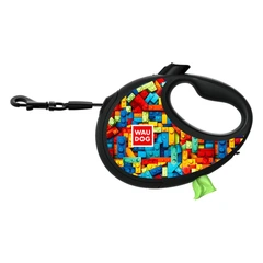 Повідець-рулетка для собак Waudog R-leash Блоки з контейнером для пакетів/світловідбивною стрічкою M до 20 кг 5 м (256-4056 Col)