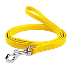 Повідець для собак шкіряний Waudog Glamour 12 мм х 122 см Жовтий (33728 Col)