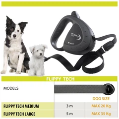 Повідець-рулетка для собак зі стрічкою Ferplast Flippy Tech Tape L Black