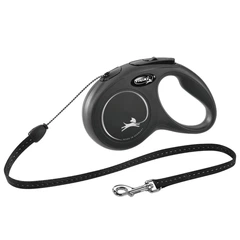 Повідець-рулетка для собак Flexi New Classic S - 5 м до 12 кг (трос) чорний