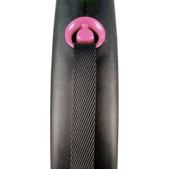 Повідець-рулетка Flexi для собак Black Design стрічка рожева розмір S 5 м/15 кг