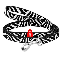 Повідець для котів та дрібних порід собак нейлоновий WAUDOG Nylon малюнок "Зебра", XS, ш 10 мм, дл 122 см