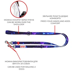 Повідець-перестібка для собак WAUDOG Nylon, малюнок "NASA21", розмір M, 300 см, 20 мм (336-0148)