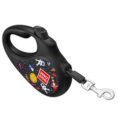 Повідець-рулетка для собак Waudog R-leash NASA зі світловідбивною стрічкою XS до 12 кг 3 м Чорний (8123-0047-01 Col)
