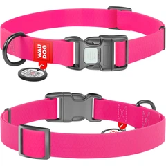 Нашийник для собак WAUDOG Waterproof з QR паспортом, водостійкий, пластикова пряжка-фастекс із замком 34-49 см 25 мм Рожевий (27727)
