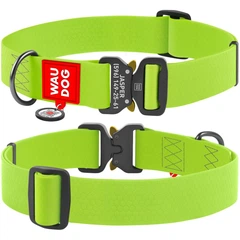 Нашийник WAUDOG WATERPROOF з QR паспортом для великих собак, водостійкий, пряжка-фастекс з площадкою для гравіювання, 46-70 см 40 мм Салатовий (28015)