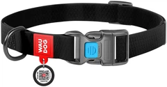 Нашийник для собак водостійкий WAUDOG Waterproof c QR паспортом пластикова пряжка-фастекс Ш 25 мм Дов 38-58 см Чорний (27771Collar)