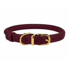Нашийник для Собак Круглий Шкіряний BronzeDog Premium Crazy Бордовий 7 мм 18-25 см (002117)