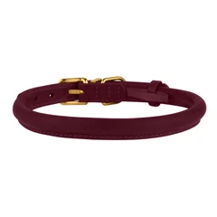 Нашийник для Собак Круглий Шкіряний BronzeDog Premium Crazy Бордовий 7 мм 18-25 см (002117)