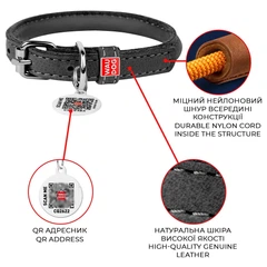 Круглий нашийник WAUDOG Soft для довгошерстих собак 13 мм 53-63 см Чорний (02691)
