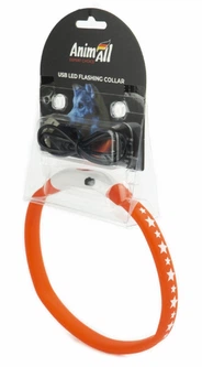 Нашийник з LED підсвічуванням AnimAll 0167 з підзарядкою USB S 40 см Червоний