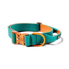 Полегшений тактичний нашийник з ручкою для собак BullyBillows Lighter Combat Collar Handle 4 cm M: 40 мм, ОШ 43-58 см Бірюзовий