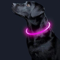 Світлодіодний LED нашийник Lesko L-18 Pink M USB водовідштовхувальний, що світиться, для собак і котів