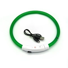 Без бренду Світлодіодний нашийник для собак з USB зарядкою та трьома режимами підсвічування регульований S 35 см зелений 29802