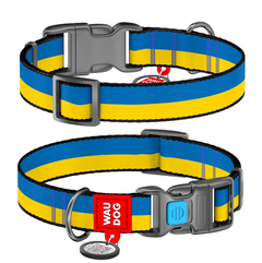 Collar Нашийник для собак нейлоновий c QR паспортом, малюнок - Прапор, розмір M (24-40 см), ширина 20 мм