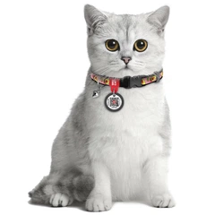 Нашийник для котів нейлоновий WAUCAT Nylon з QR паспортом, малюнок "Авокадо на рожевому", пластиковий фастекс, XS, 20-30 см, 10 мм