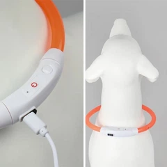 Світлодіодний LED нашийник Lesko L-18 USB Orange L водовідштовхувальний, що світиться, для собак і котів