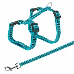Без бренда Шлейка для котів TRIXIE One Size блакитна з відбивачем + повідець One Size – 1.3 м