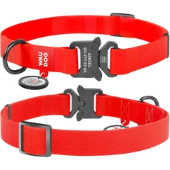 Нашийник для собак WAUDOG Waterproof з QR паспортом, водостійкий, металева пряжка-фастекс з площадкою для гравіювання 28-40 см 20 мм Червоний (27933)