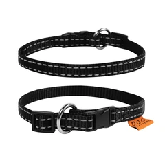 DOGextreme Нашийник для собак DOG Extreme регульований нейлоновий одинарний чорний світловідбиваючий розмір XS1 ширина 14-15 мм довжина 23-35 см цуценят йоркширських тер'єрів чихуахуа шпіців мальтіпу 01571