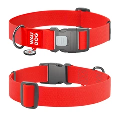 Нашийник для собак водостійкий Waudog Waterproof з QR паспортом/пластиковим фастексом XXL 40 мм х 46-70 см Червоний (25113 Col)