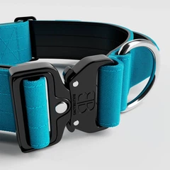 Тактичний широкий нашийник із ручкою для собак BullyBillows Combat Collar Handle 5 cm XL: 50 мм, ОШ 56-73 см Блакитний