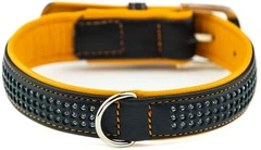 Шкіряний нашийник зі стразами для собак Pacific Deluxe Collar Nobby M-L: 25-28 мм, Д 52 см, ОШ 41-49 см Помаранчевий