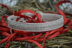 Лорі Нашийник для собак зі стразами вініл шкіра молочна 3.0/40-50