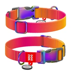 Collar Нашийник для собак з нейлону WAUDOG c QR паспортом, градієнт, L, Ш 25 мм, Довжина 33-49 см оранжевий