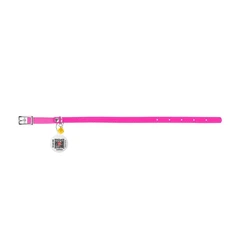 Нашийник для котів шкіряний Waudog Glamour з QR паспортом XXS 9 мм х 22-30 см Рожевий (32487 Col)