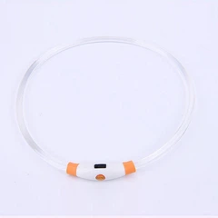Sample Нашийник для собак з підсвіткою LED водостійкий, з зарядкою регулюючийся до 70 см L Помаранчевий