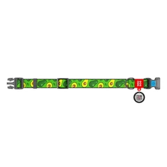 Collar Нашийник для собак нейлоновий WAUDOG Nylon з QR паспортом, малюнок "Авокадо", пластиковий фастекс, Ш 15 мм, Дов 25-35 см