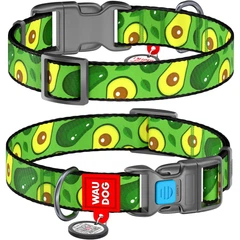 Нашийник для собак Waudog Nylon Авокадо з QR паспортом/пластиковим фастексом 10 мм х 20-30 см (5233 Col)
