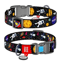 Нашийник для собак Waudog Nylon NASA з QR паспортом/пластиковим фастексом 15 мм х 25-35 см (4738 Col)