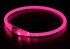 Lock Mat LED нашийник для собак світиться з кабелем USB з регулюванням 70 см Рожевий
