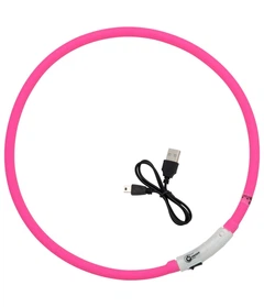 Lock Mat LED нашийник для собак світиться з кабелем USB з регулюванням 70 см Рожевий