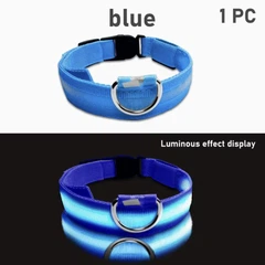 Світлодіодний нашийник для собак Petify Luminous LED Collar L блакитне небо, що світиться в темряві, 3 режими світіння, видимість до 100 м, регульований 41-54 см, поліестер, від батарейки, Арт. XN4074