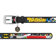 Нашийник для дрібних собак та цуценят шкіряний WAUDOG Design Batman 1 чорний з QR паспортом дизайнерський металевою фурнітурою довжина 18–24 см ширина 12 мм розмір XXS арт. 0012-1003-01