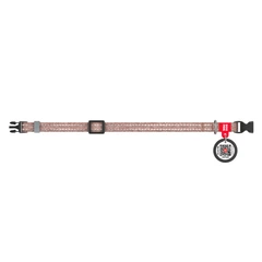 Нашийник для котів та дрібних порід собак WAUDOG Re-cotton з QR паспортом, відновлена бавовна, світловідбиваючий, пластикова пряжка, розмір XS, ширина 10 мм, довжина 20-30 см, коричневий (16406)