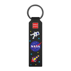 Брелок WAUDOG Design з малюнком "NASA", преміум шкіра (ширина 20 мм, довжина 95 мм) чорний