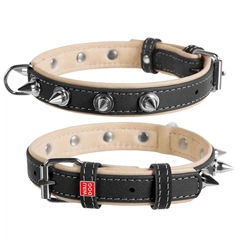 Нашийник шкіра 30-39 см 20 мм з шипами Soft Collar для собак чорний