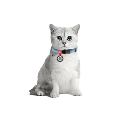 Нашийник для котів Waudog Re-cotton з QR паспортом/світловідбиваючий/пластиковим фастексом XS 10 мм х 20-30 см Блакитний (16422 Col)